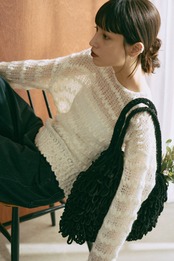 Circle Motif Mohair Thick Wave Pattern Pullover Knit