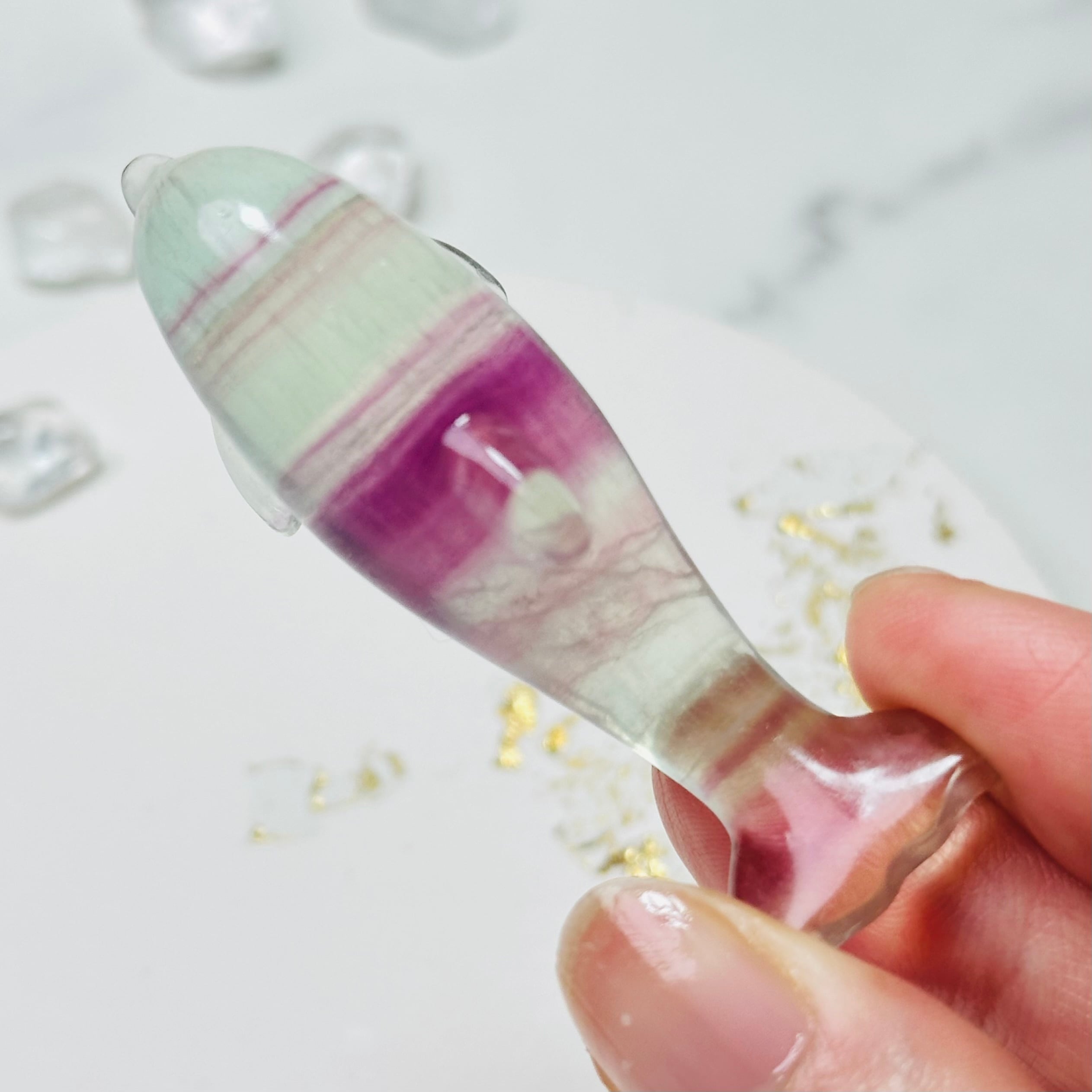 透明感きらめく天然石イルカ｜癒しのフローライト彫刻インテリア 13