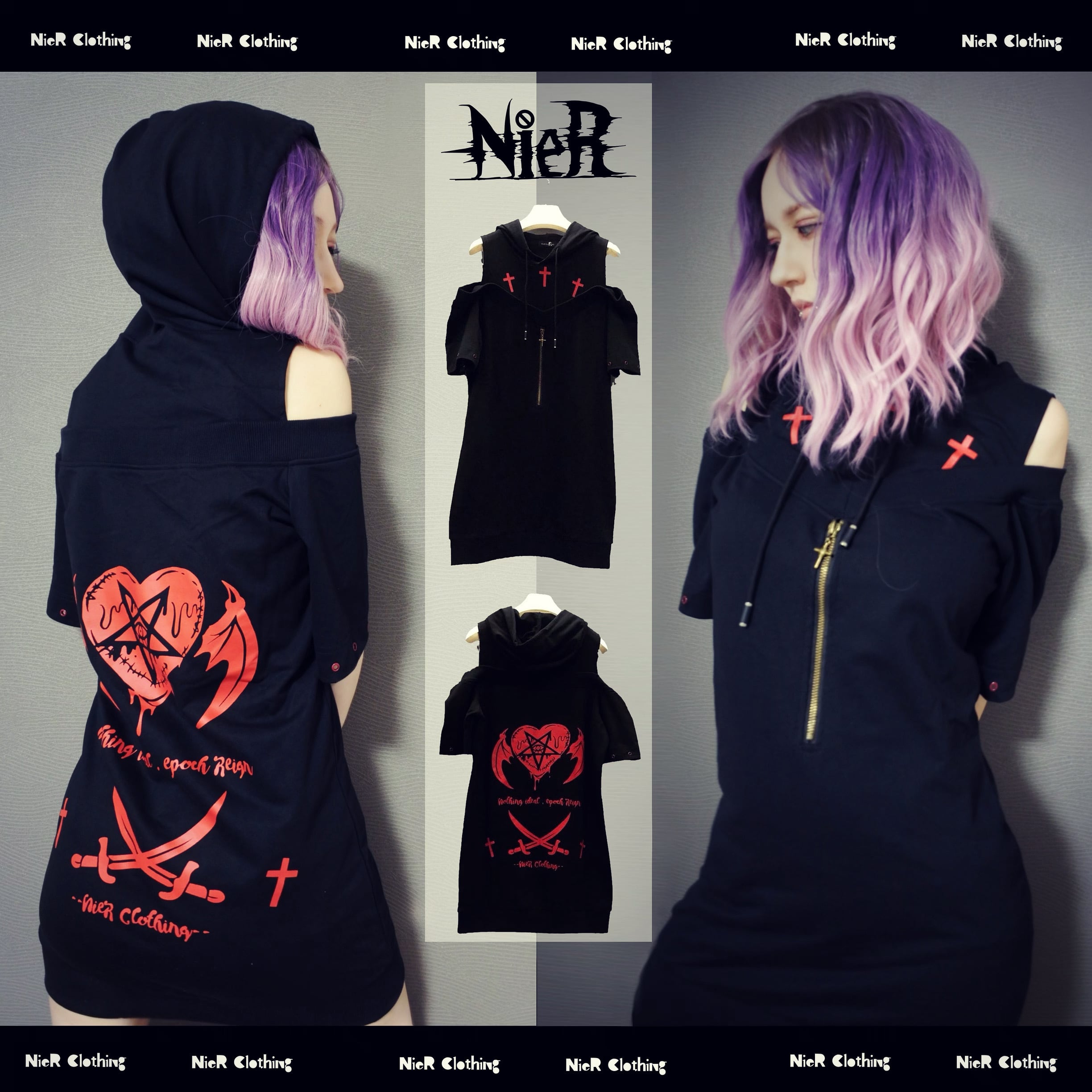 OFF-SHOULDER LAYERED CROSS PARKA【FRONT変則ZIP】 | NIER CLOTHING powered by BASE
