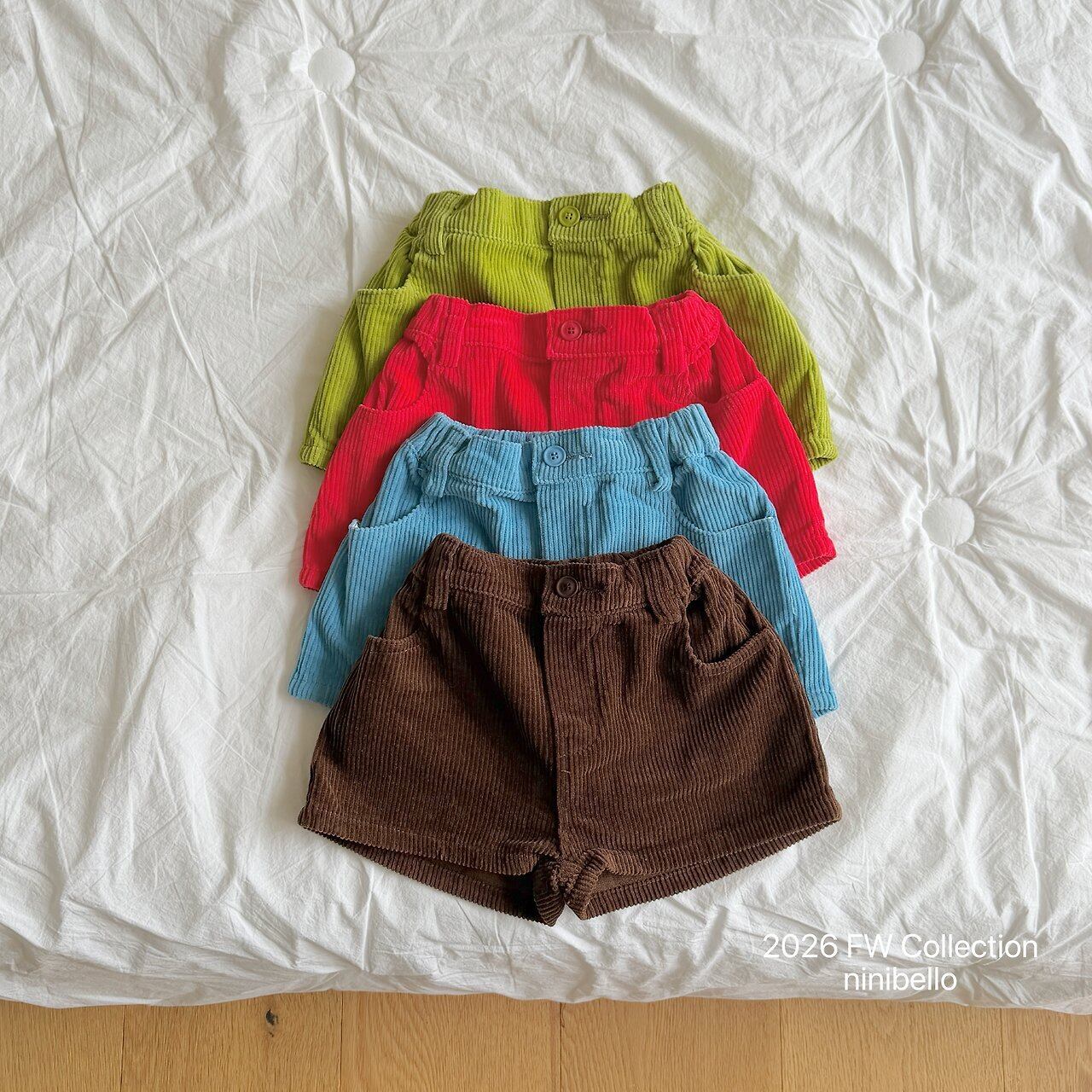 【予約】Peekaboo Corduroy Shorts / ninibello