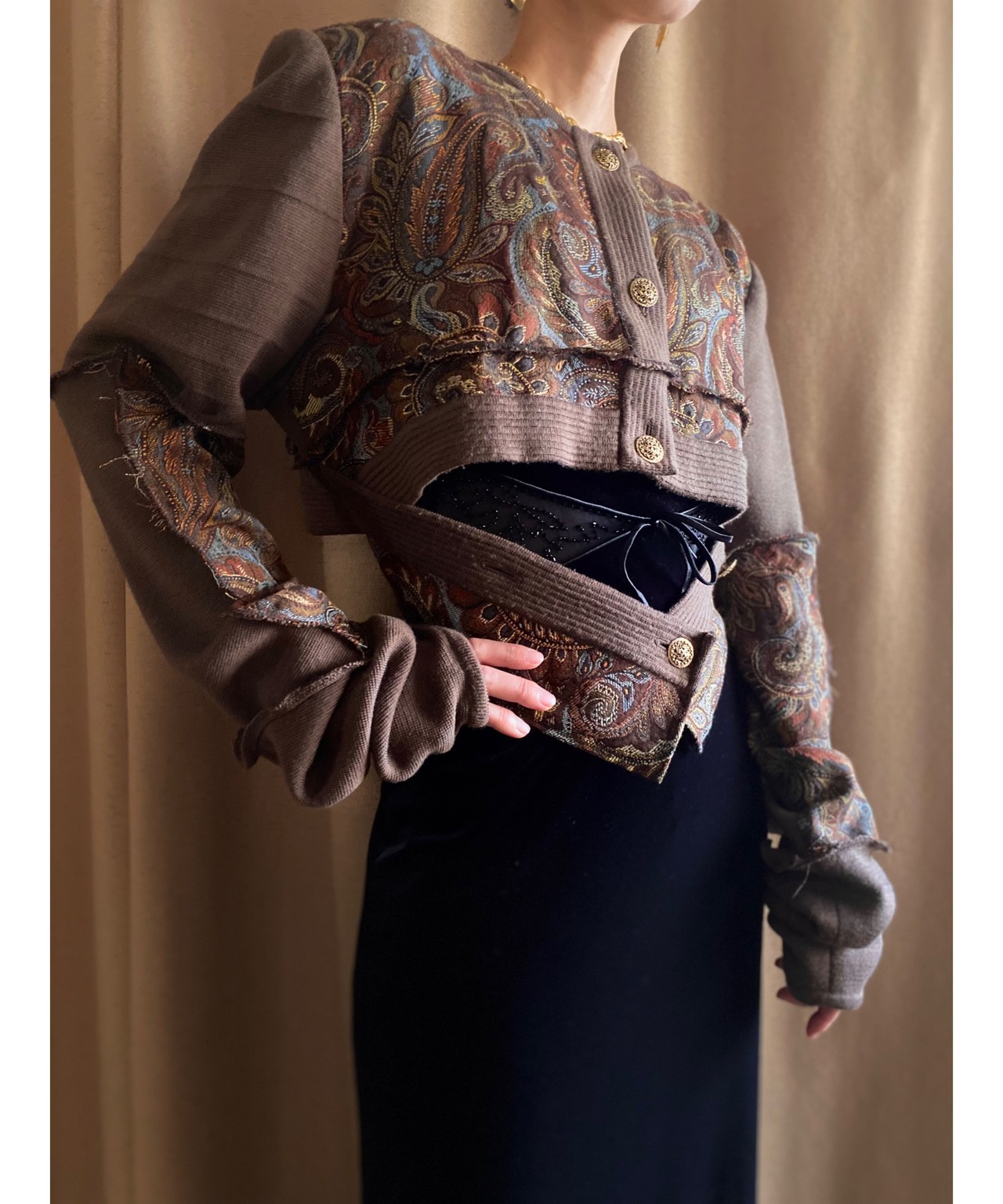 jacquard design remake knit cardigan-3735-10
