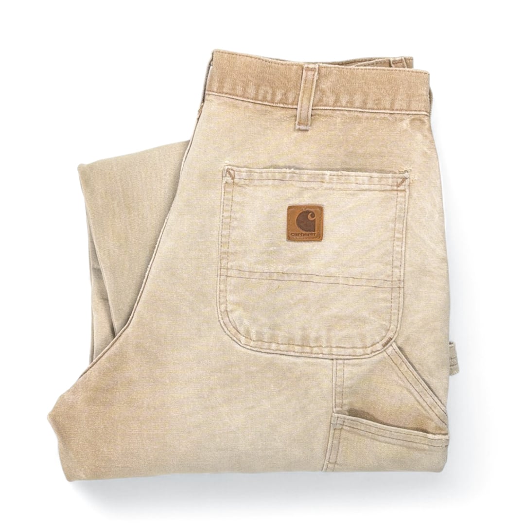 00s カーハート メキシコ製 ペインターパンツ ヴィンテージ ベージュ フェード 雰囲気系 ダック地 CARHARTT サイズW33 古着 @EZ0826