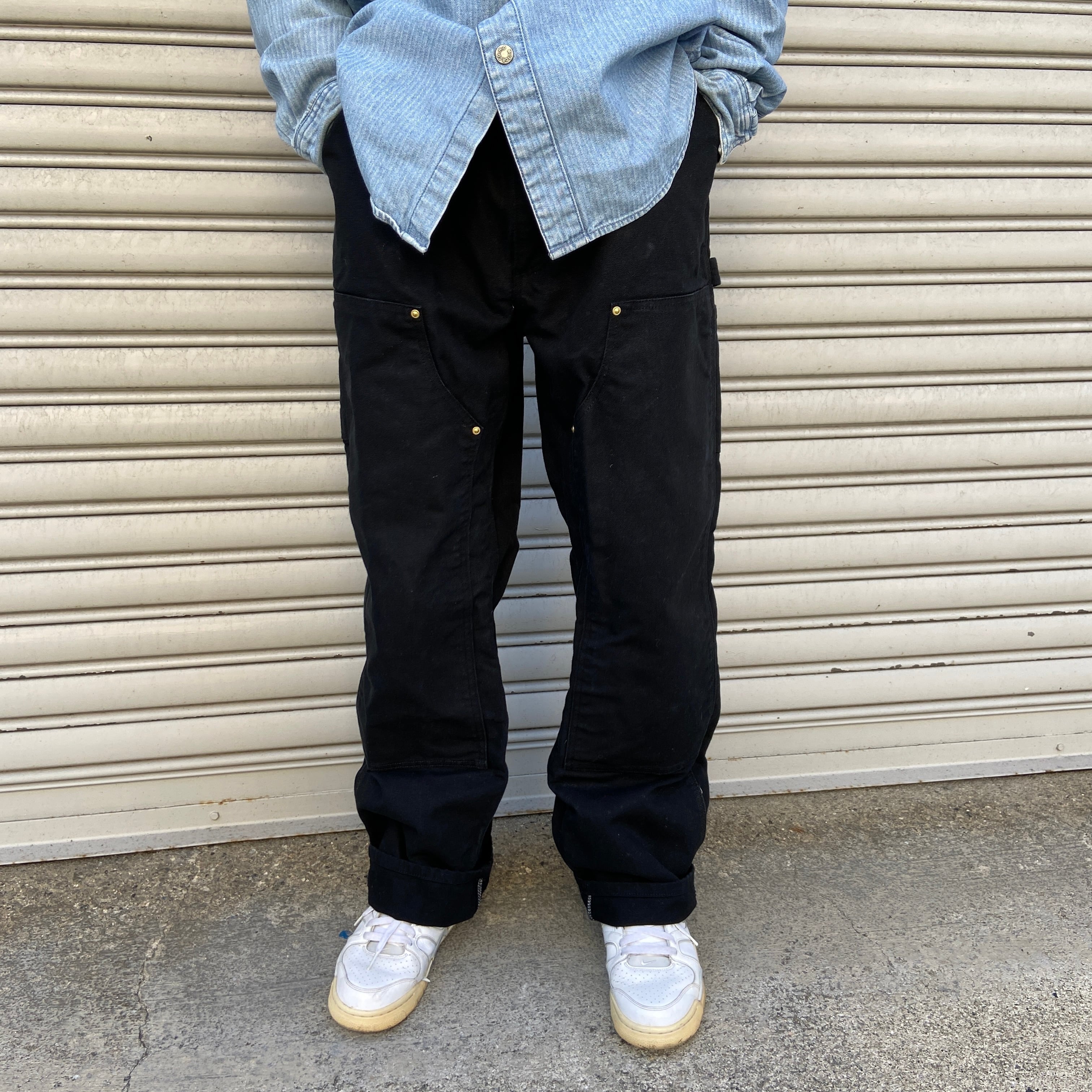 カーハート ブラックペインターパンツ 黒 ワーク 古着 W42 L32 目覚め