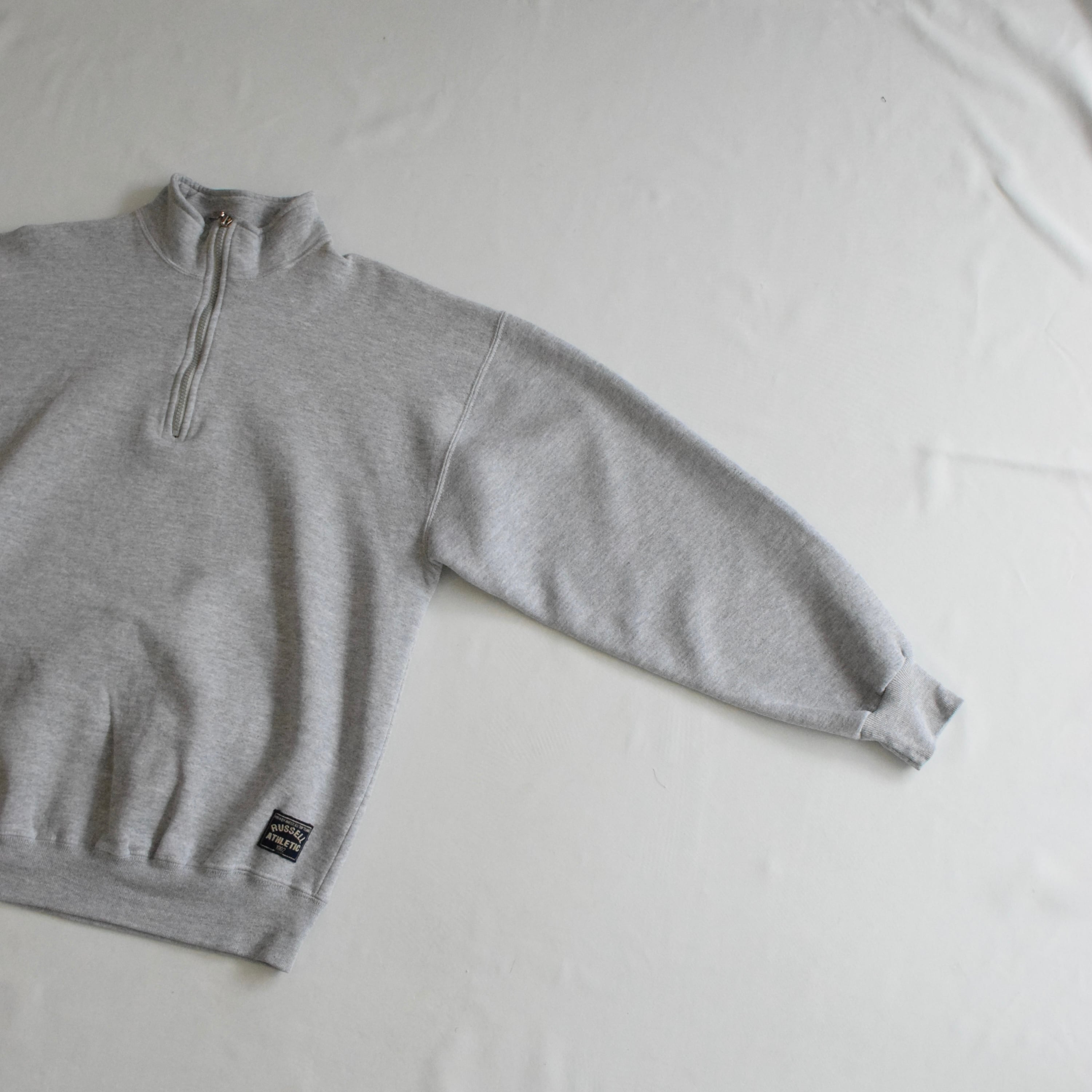 90's USA製 RUSSELL ATHLETIC ハーフジップスウェット メンズXL グレー