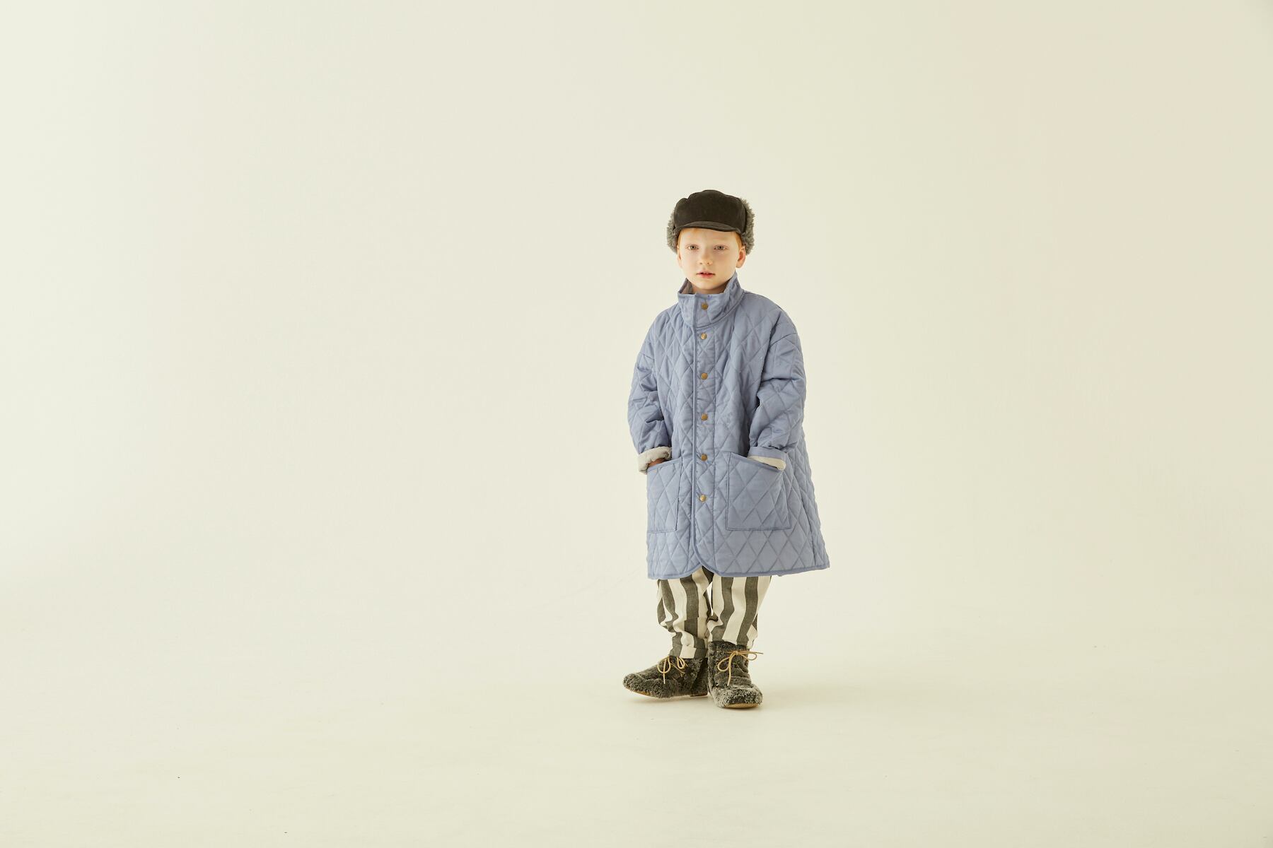 〈 eLfin Folk 〉Cotton lawn Quilt Coat / elf-232F24 / アウター / sky blue /  140〜155 | 世界のちいさな洋服のお店　ピーカブーヤ powered by BASE