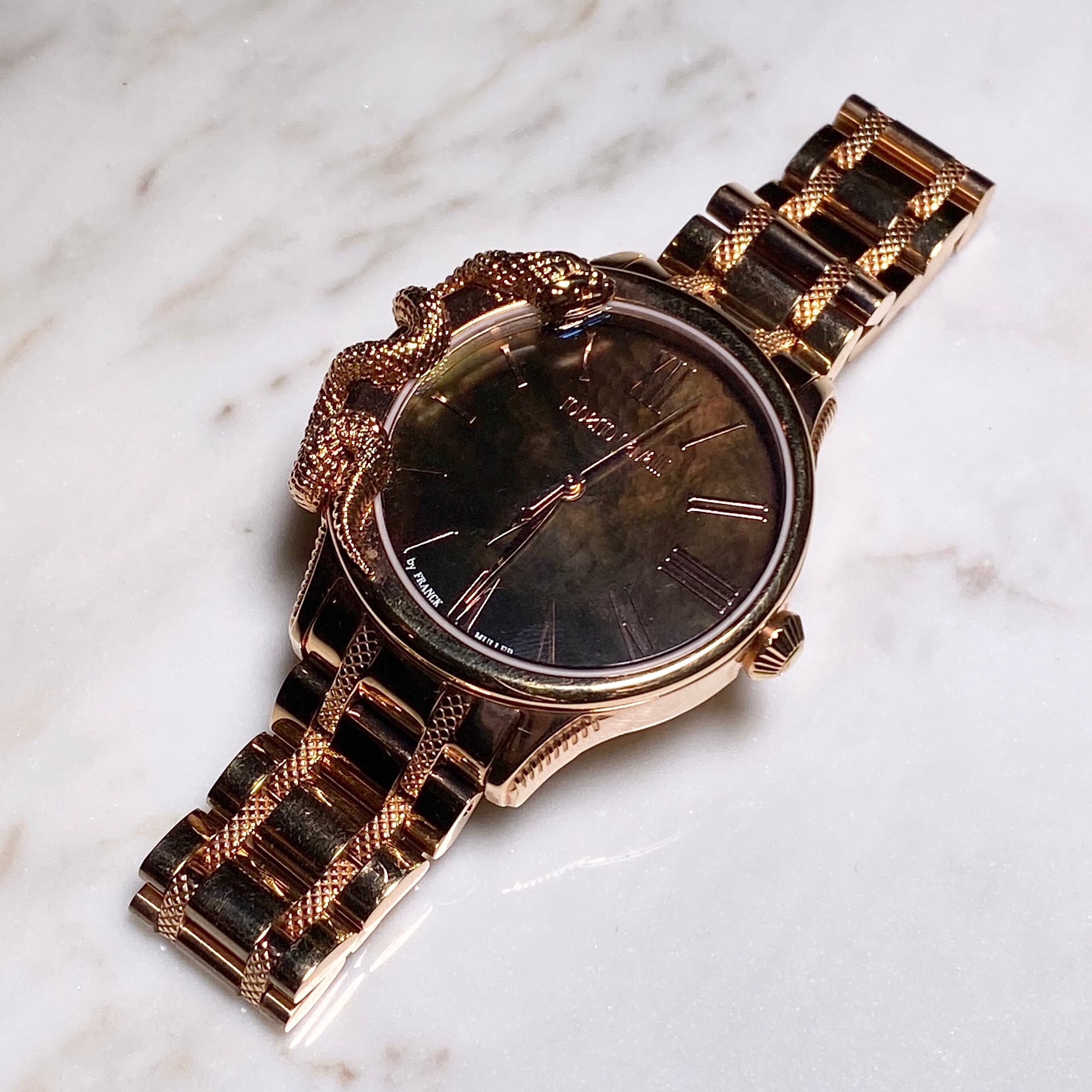 ROBERTO CAVALLI by FRANCK MULLER snake case quartz watch | NOIR ONLINE