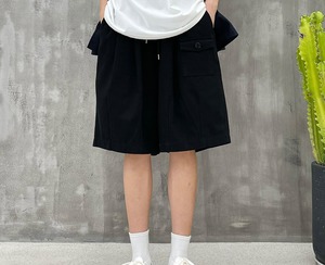 【韓国ファッション】マルチポケット オーバーオールショーツ メンズカジュアルハーフパンツ