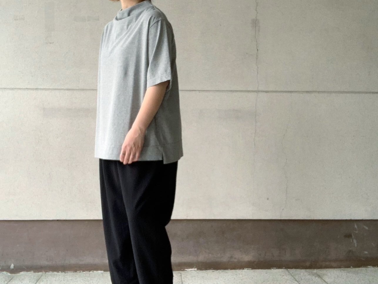 FIRMUM】強撚コットンヘビー天竺5分袖ボトルネックプルオーバー