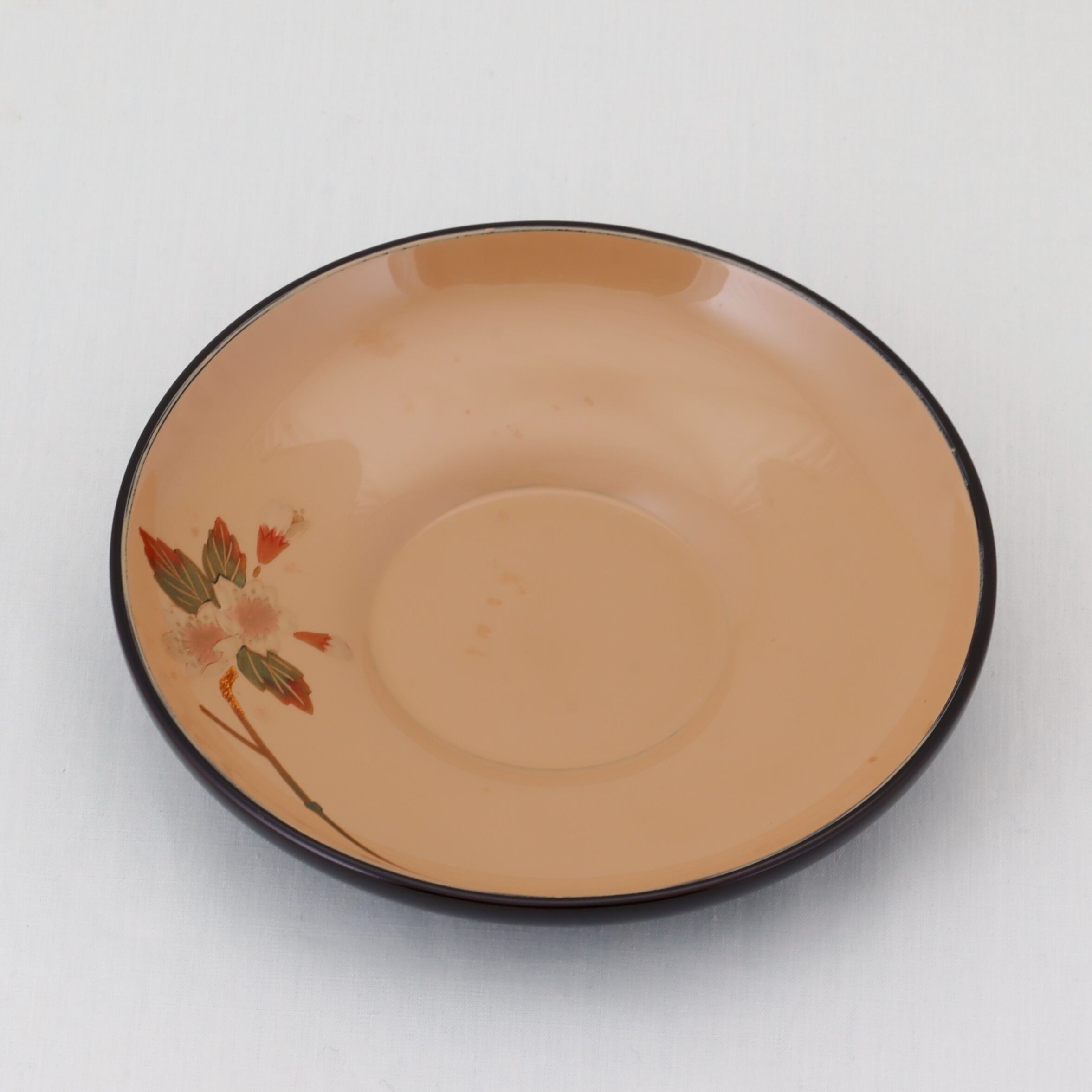 1603 輪島塗 茶托／黒内白塗／草花絵替わり蒔絵／五枚組 | 輪島塗 加藤