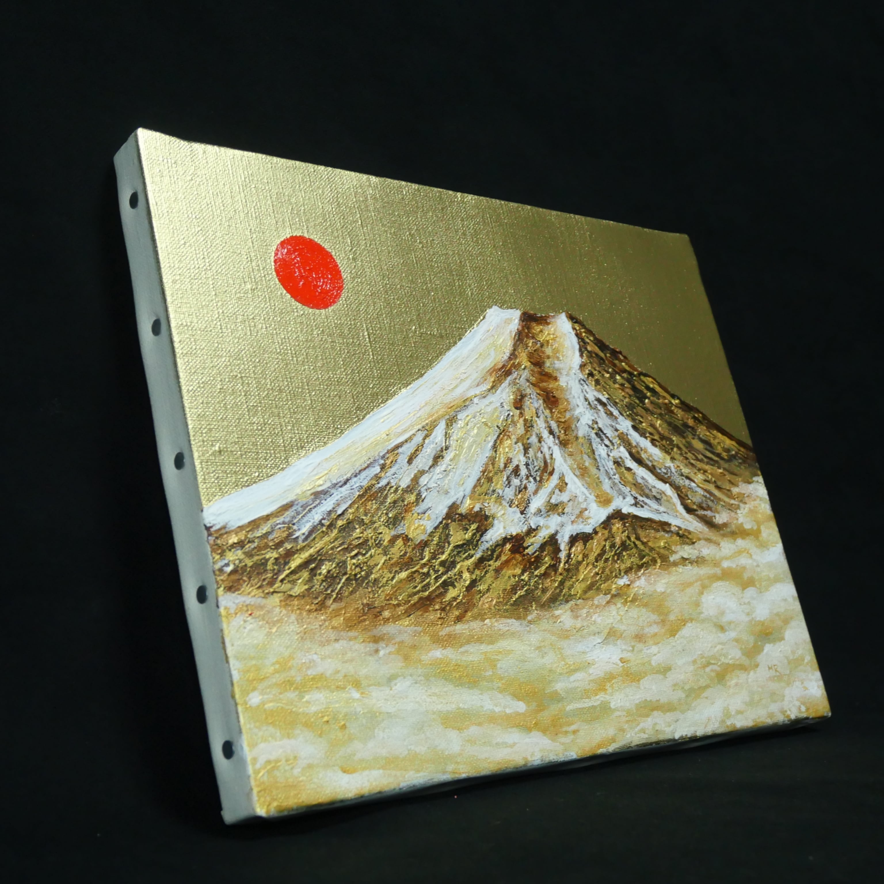 一点物 油彩画【旭日黄金富士】F3号 原画 富士山インテリア | HIROSHI1990