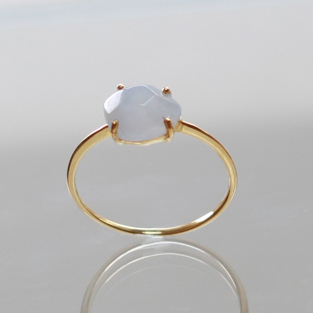 【13号】ラフカットシリーズ K10YG 翡翠 ラフカットリング A貨翡翠 jd_rg1923