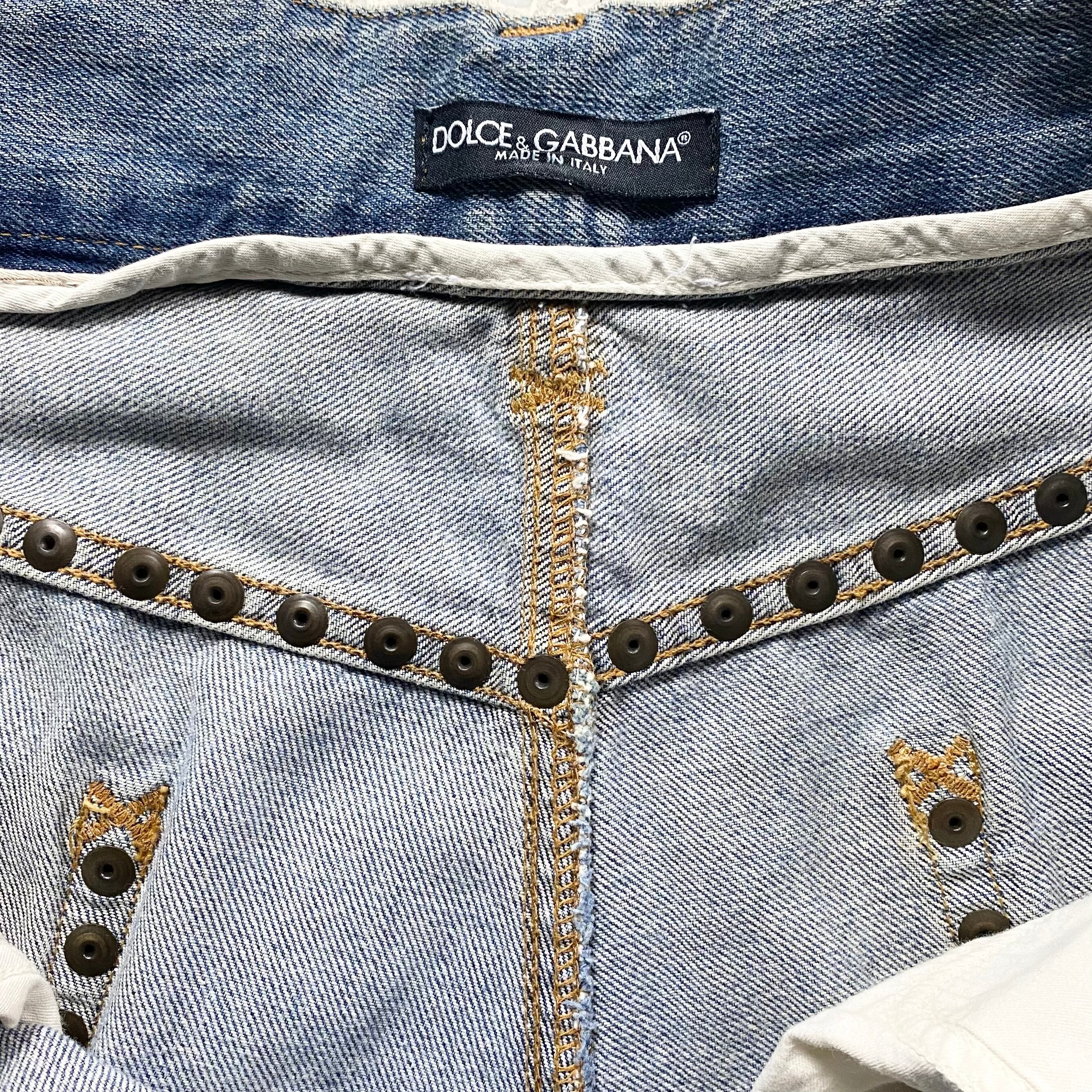 archive 2005SS DOLCE&GABBANA tiger embroidery studs denim pants