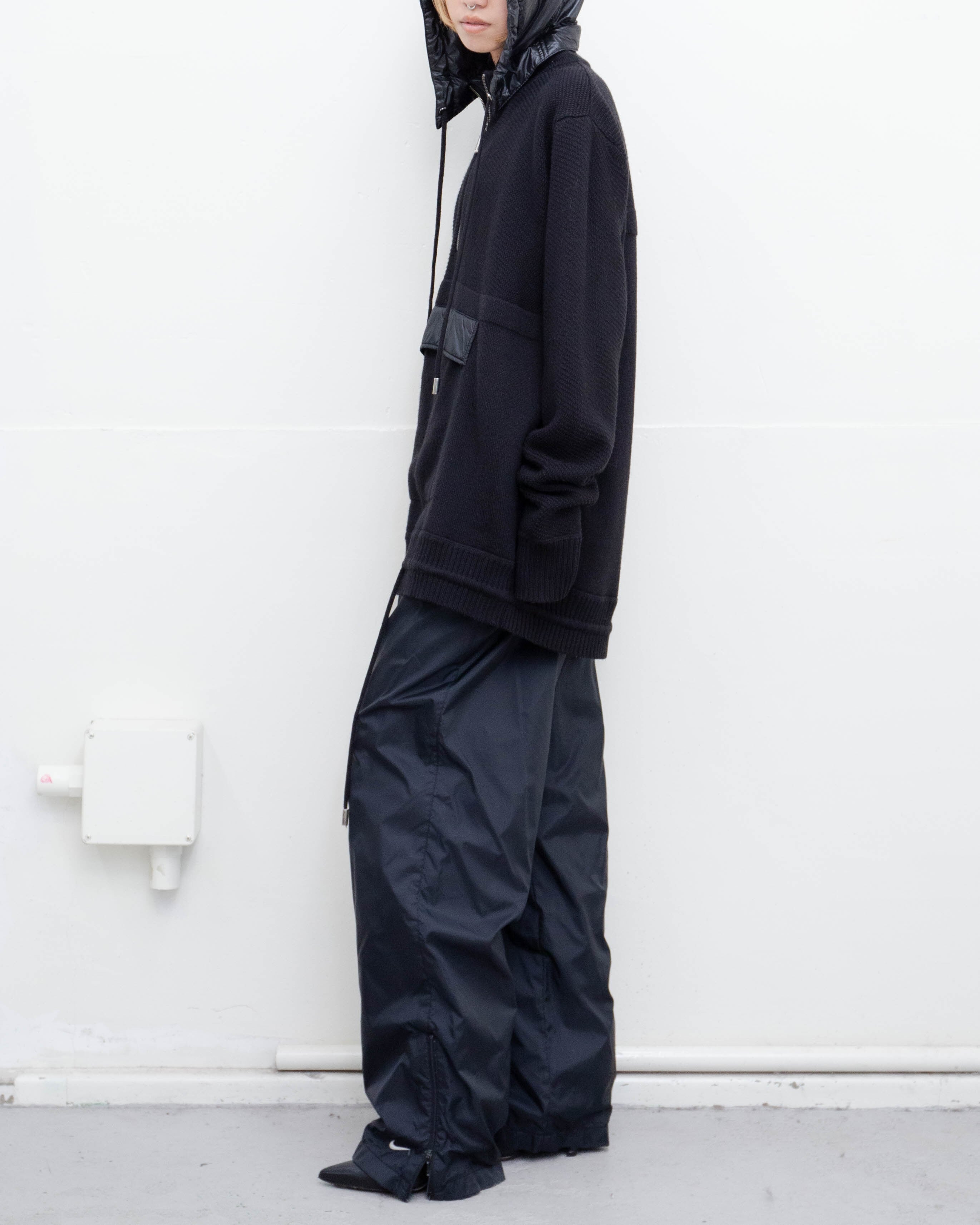 2000s DIRK BIKKEMBERGS - half-zip knit jumper w/detachable nylon