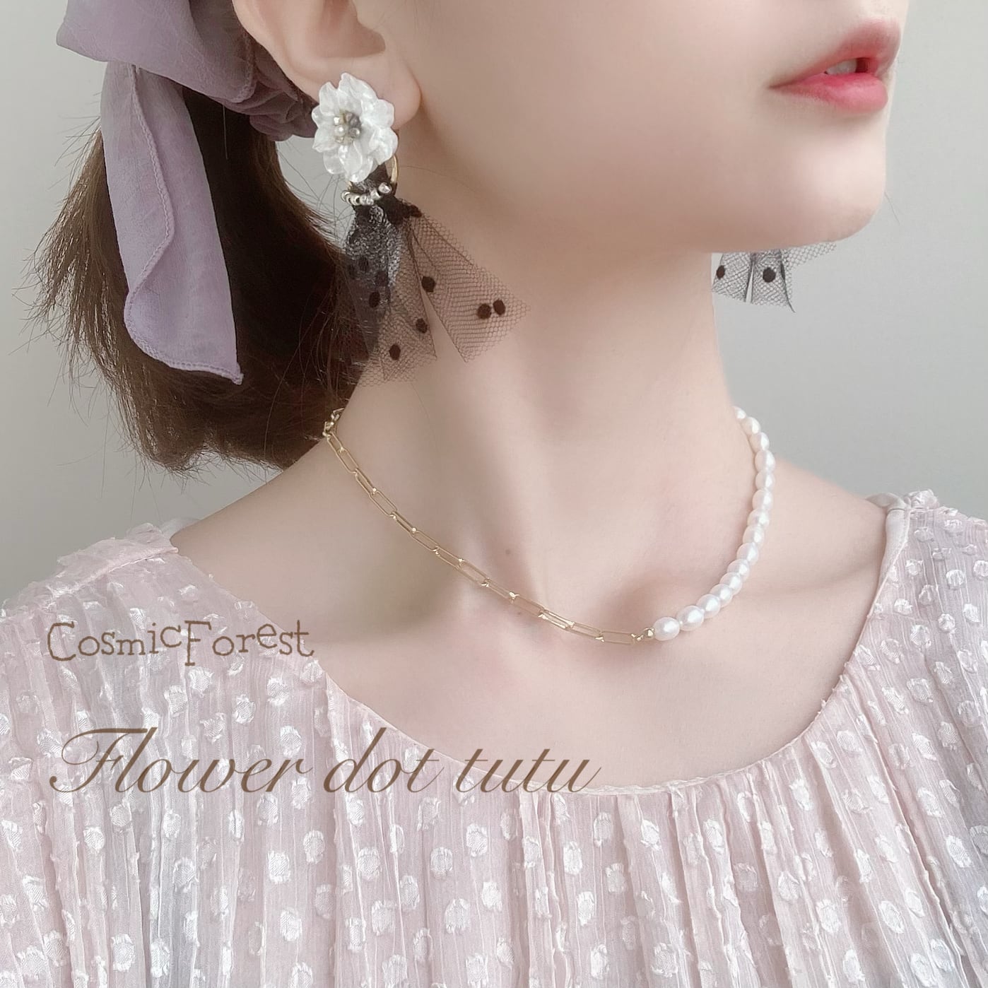 155 パール✖︎リボンの大人可愛い　ハンドメイドアクセ　ピアスorイヤリング リボンパールイヤリング＆ピアス◇イヤリング・ピアス