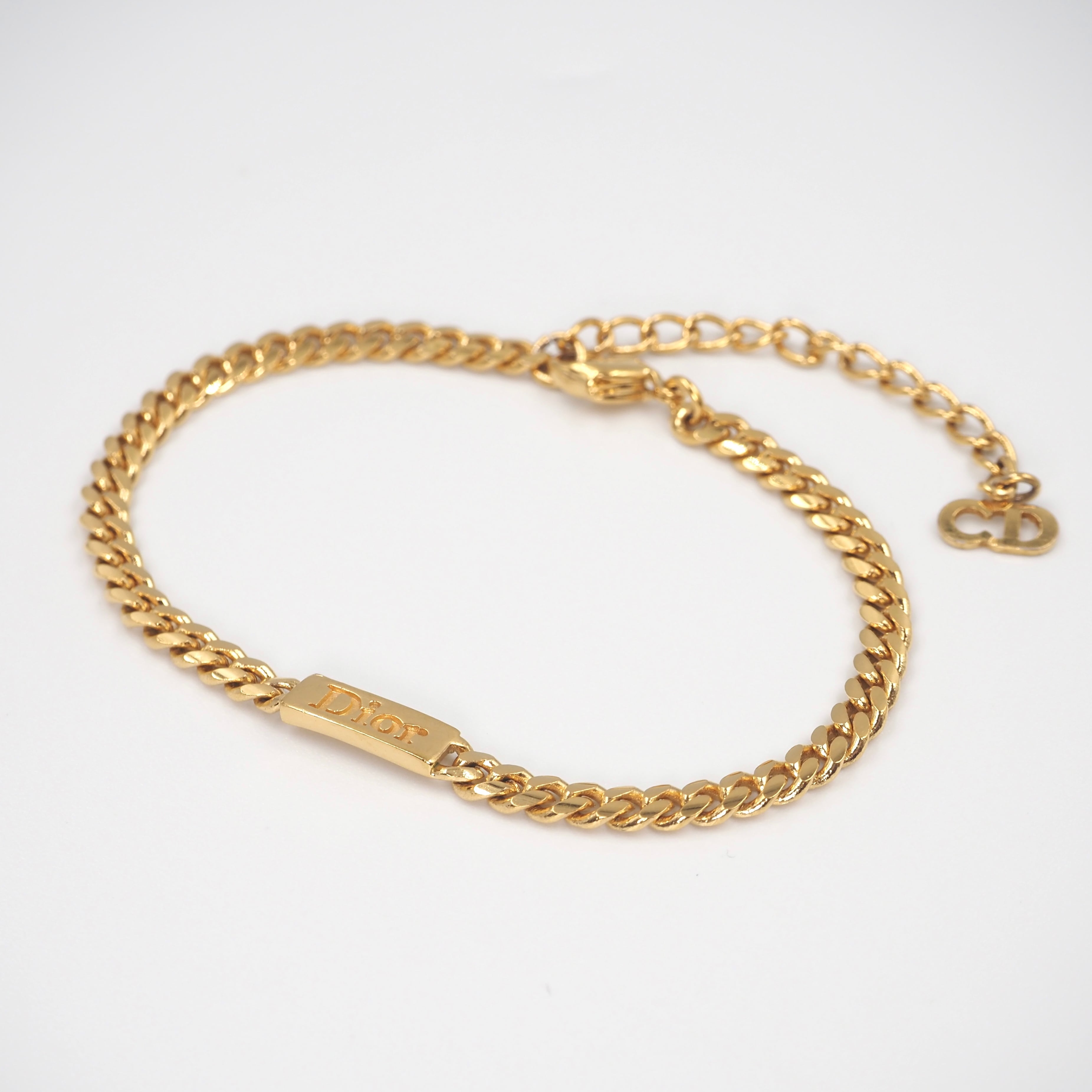 11/15掲載 DIOR 喜平チェーンロゴプレート ブレスレット ゴールド GP ディオール