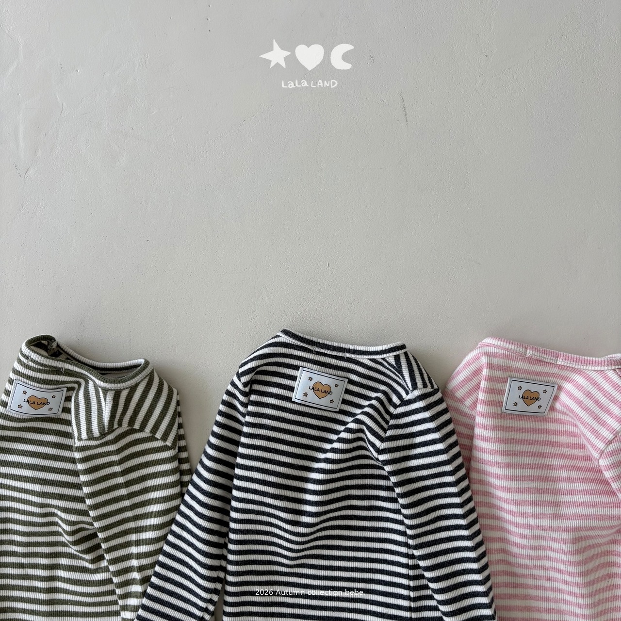 韓国子供服 / LALALAND / 26Autumn / ベベ ストライプ もちもちTシャツ / 秋服 / ベビー *6M~18M*