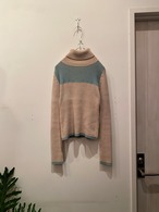 Rib turtle neck knit top