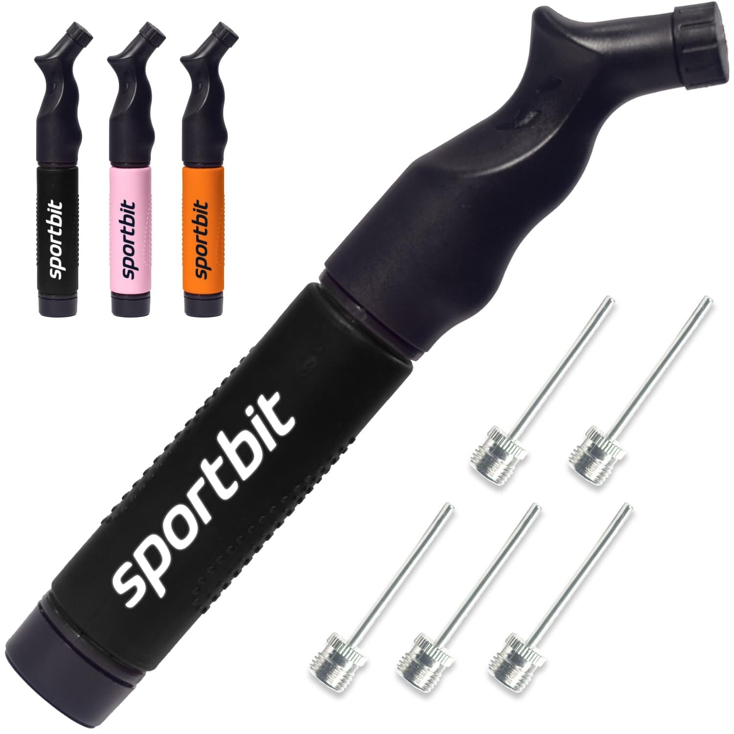 【人気】SPORTBIT ボールポンプ 針5本付き プッシュ&プル膨張システム あらゆるスポーツボールに最適 バレーボールポンプ バスケットボールインフレーター フットボール サッカーボールエアポンプ ニードルセット