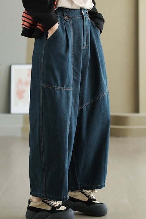 ワイドパンツ デニム レディース 大きいサイズ 秋冬 デニムパンツ パンツ ロング ゆったり 低身長 ボトムス ワイドデニムパンツ 春秋 カジュアル ズボン ロング丈 ゆったり 体型カバー カジュアル