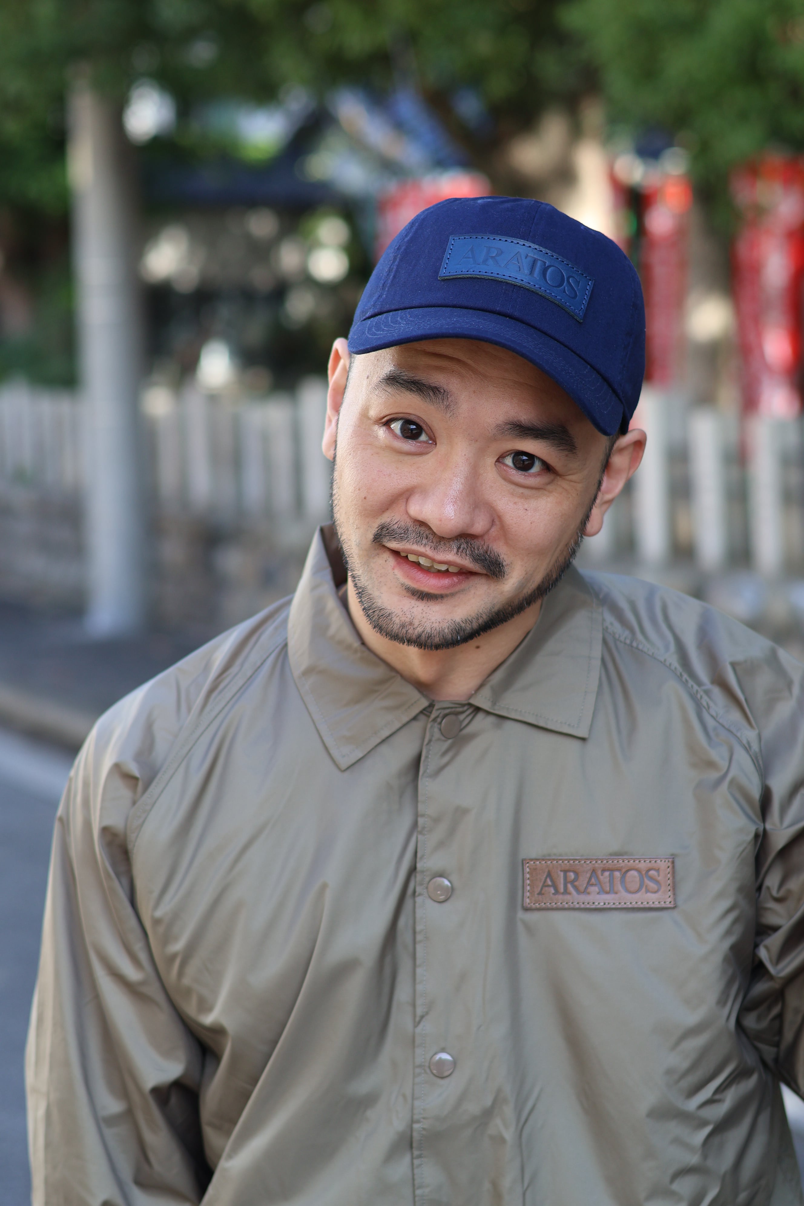 Aratos Leather Patched Low Cap "Navy"