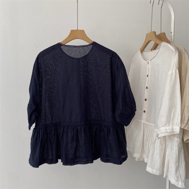 フレアースリーブ　ボタンフロント　ブラウス　3color  00195