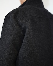 kujaku - Box Silhouette Wool Jacket :Black|二重織り/裏起毛“表使い”/バイオウォッシュ