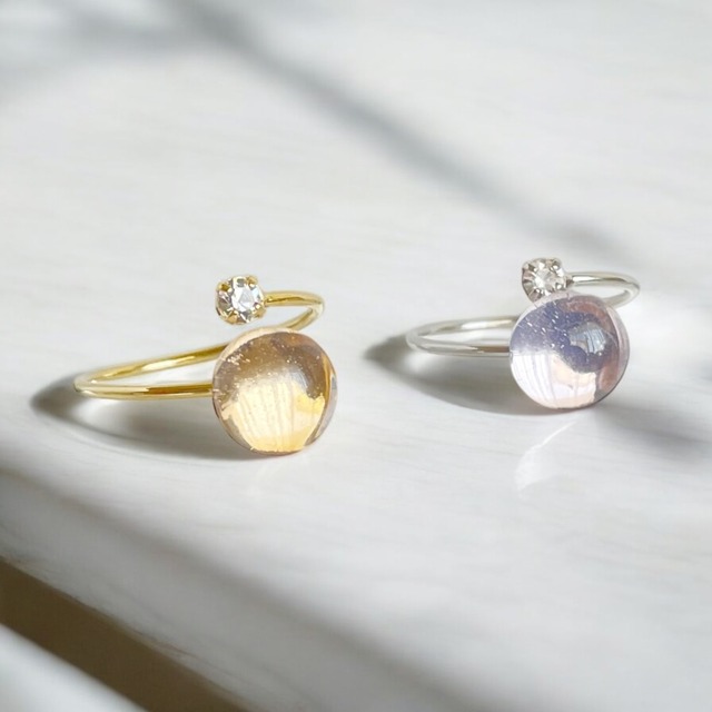 桜の雨粒ガラスring