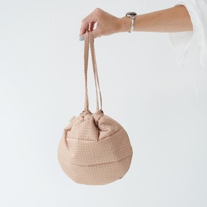 中綿巾着 "check" beige