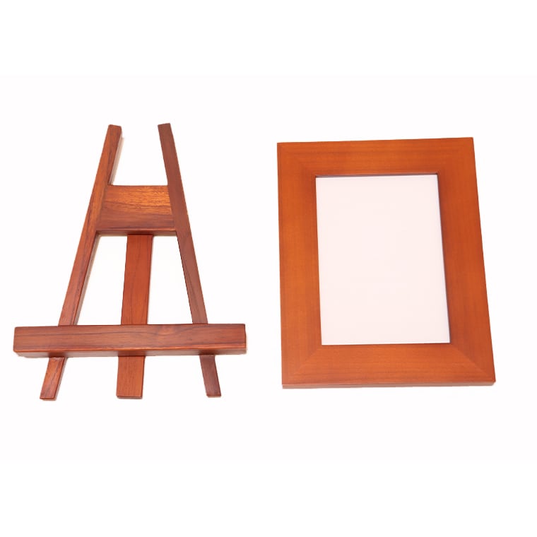 チーク写真立はがきサイズ イーゼル付き（TF-61）額縁外寸15.8x20