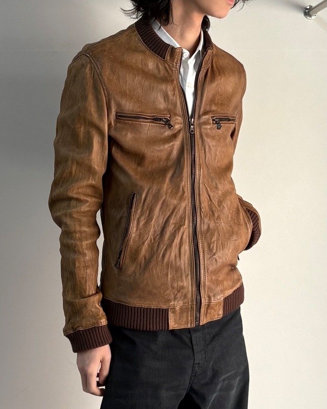 【DOLCE&GABBANA】multi zip leather jacket