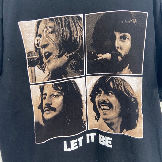 00s BEATLES レットイットビー　バンドTシャツ　黒　L フォトプリ