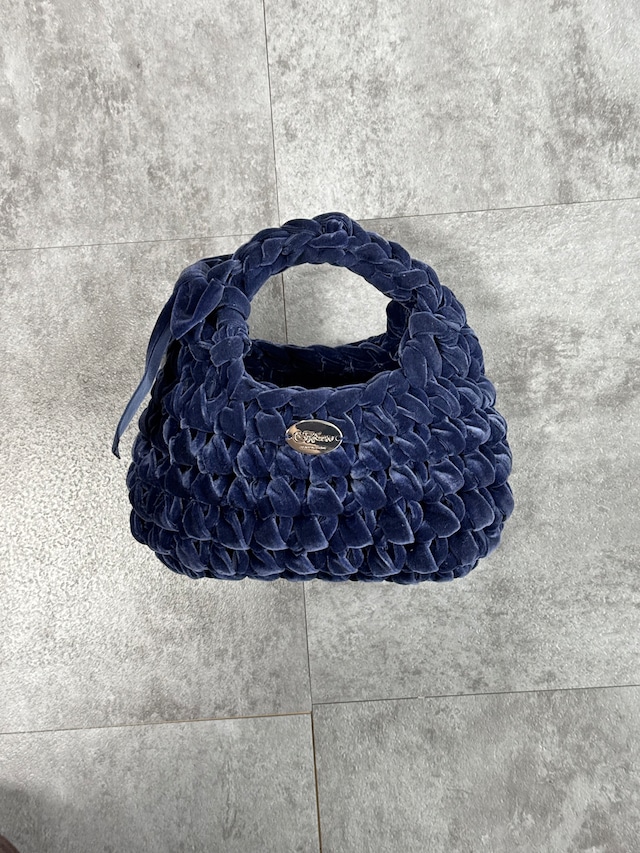 triangle velvet ribbon bag medium 《butter yellow》