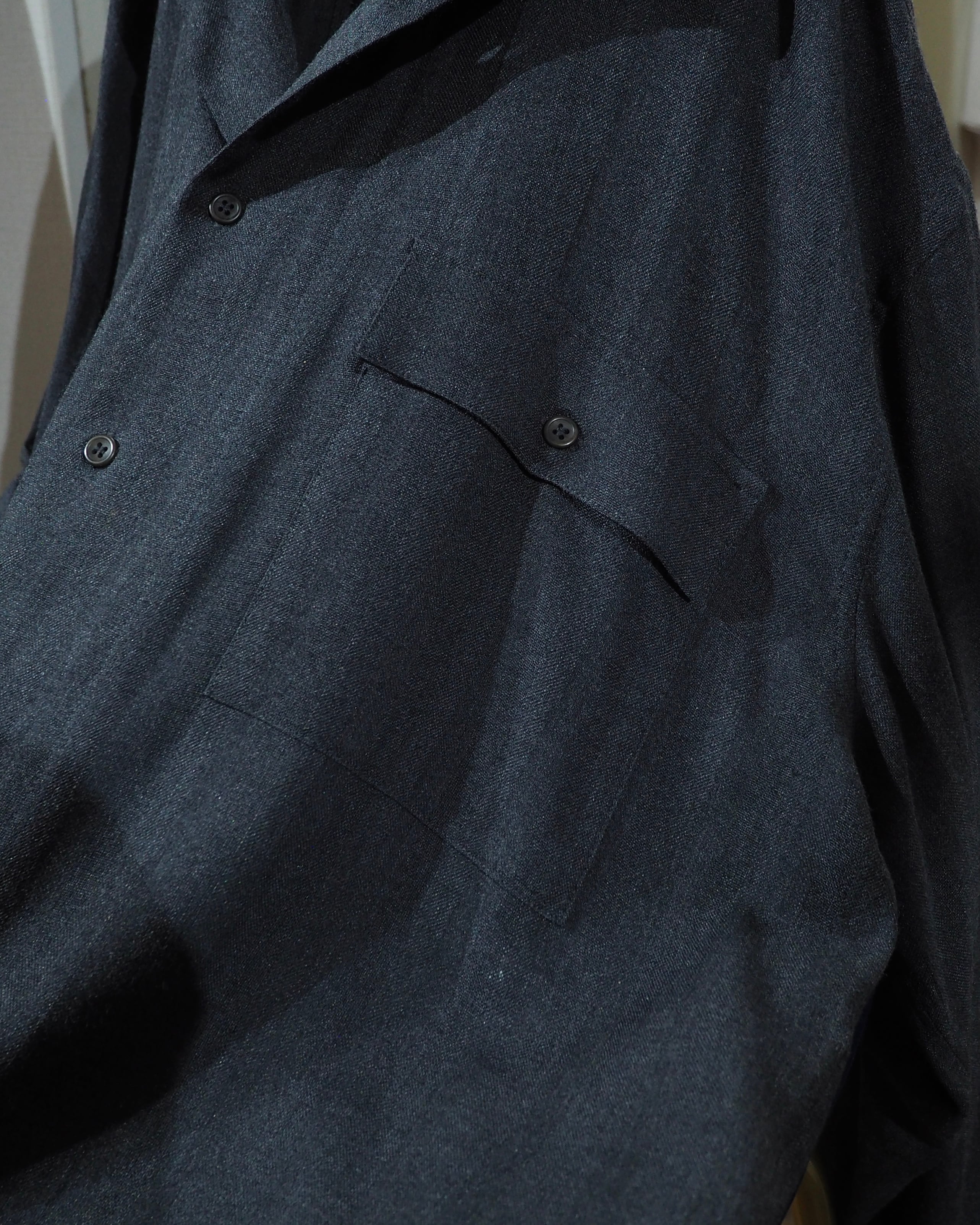 1990s " UMBERTO GINOCCHIETTI " Beautiful Charcoal Gray Color Vintage Over Silhouette No Collar Shirt