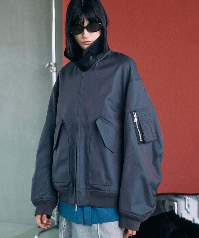 【26AW | MEN】MAISON SPECIAL メゾンスペシャル / スビンコットンギャバジンプライムオーバー衿レザーCWUフライトジャケット  / 11262211606