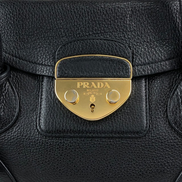PRADA プラダ ハンドバッグ ブラック ロック レザー vintage ヴィンテージ オールド 7dwdcx