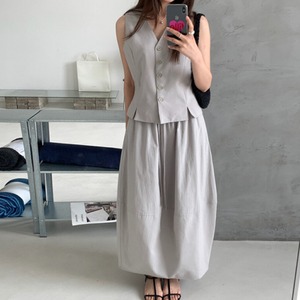 ジレ & バルーン スカート セットアップ 3color/3412613