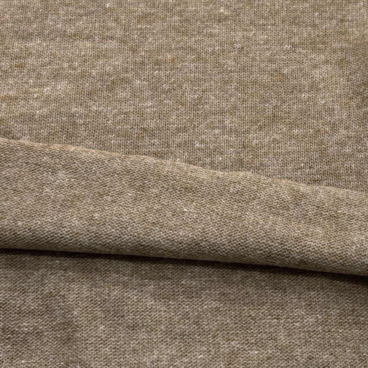 ★TC507◆2m◆ウールアクリル混弱毛羽立ち肉厚天竺ニット生地◆杢サンドベージュ