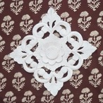 ブロックプリント生地【50cm単位】インド綿  花柄 ブラウン×生成り #40310-BR1【再入荷】