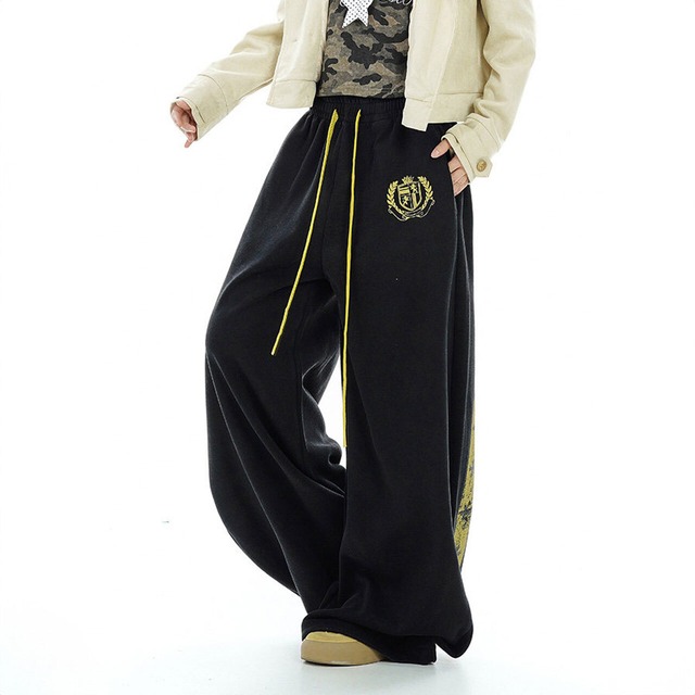 クロスパターンアーチラインワイドパンツ 2col   R02798