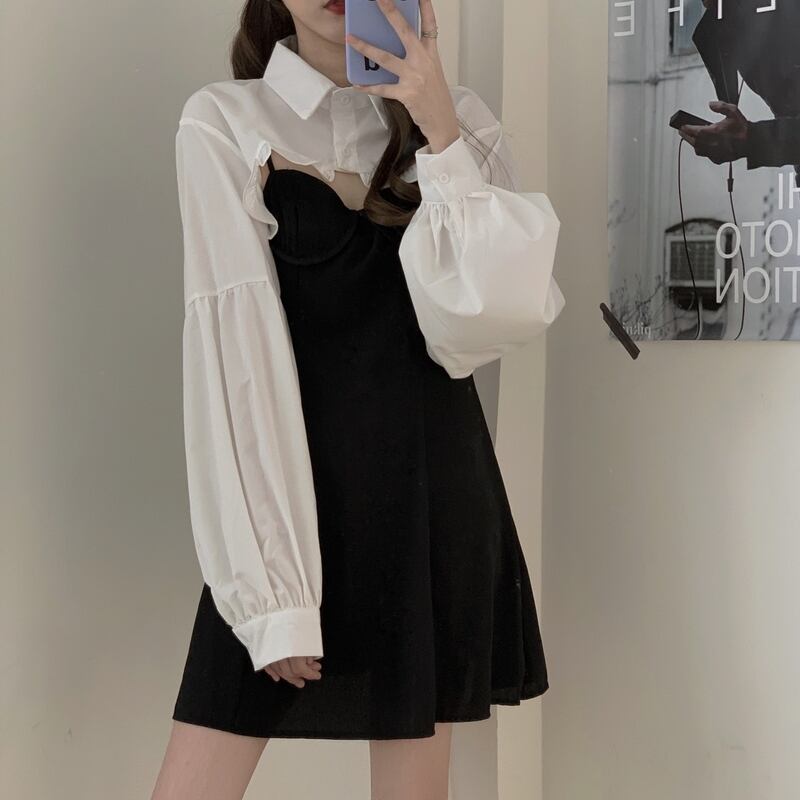 サブカル 服 地雷系 通販 ゴスロリ ツーピース ブラウス ジャンパースカート バルーンスリーブ 甘め JKスタイル 闇かわいい ゴシック ロリータ