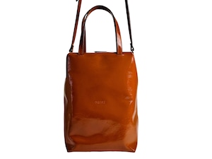 CREME Cremona  846　ブラウン　シェブロン　エナメル　縦型　２WAY