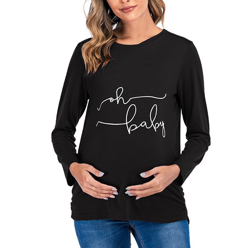 【新作】【送料無料】 6121＃ああ赤ちゃんの手紙プリントマタニティTシャツ秋の長袖Tシャツ服妊娠中の女性妊娠中のTシャツトップス ロング オータム 秋物 AL expec426411806548