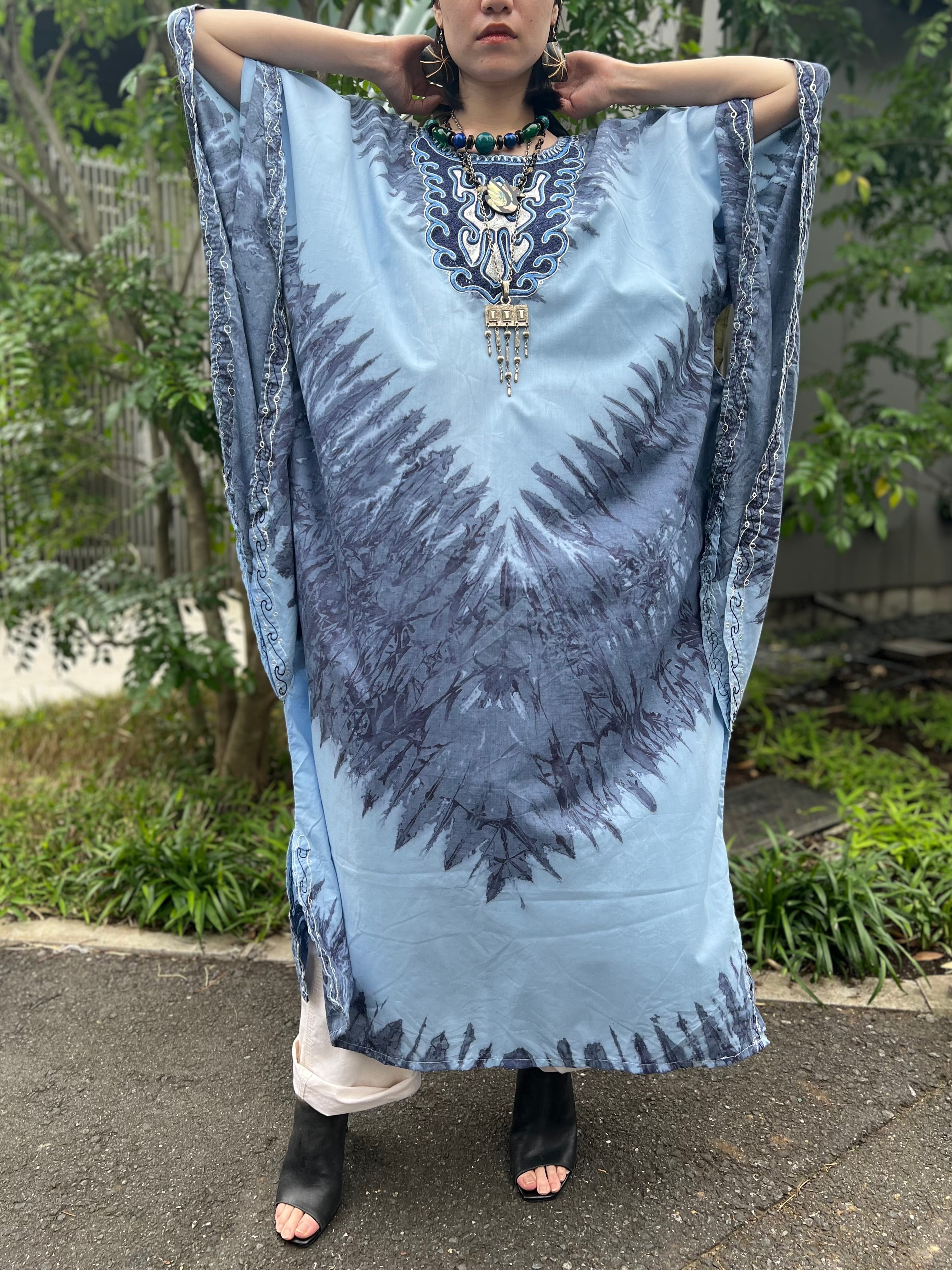 お取引き中 専用ページ VINTAGE ヴィンテージ アフリカン ワンピース Vintage african blue cotton design dress ( ヴィンテージ
