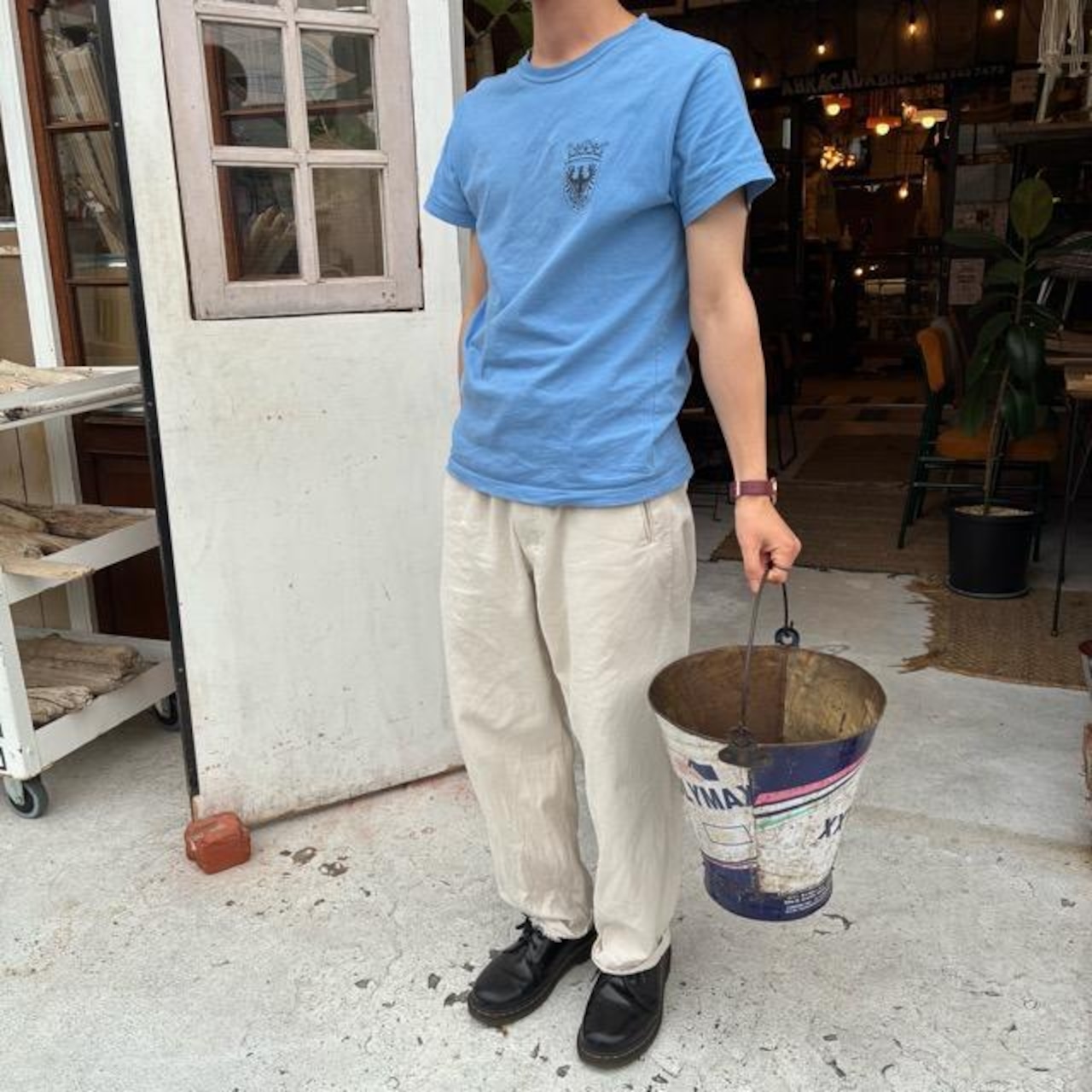 インド リサイクルアイアンバスケット L RECYCLED BUCKET アイアン製バケツ ガーデニング ゴミ箱 鉢カバー アソート プランターカバー