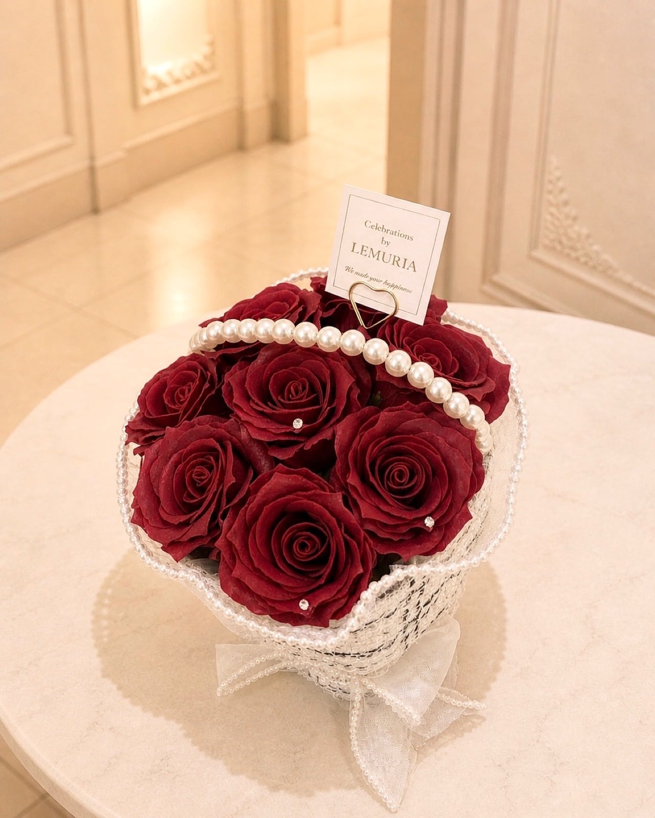 白ツイードワンホンブーケ〖赤〗／White Tweed Wanghong Bouquet〖Red