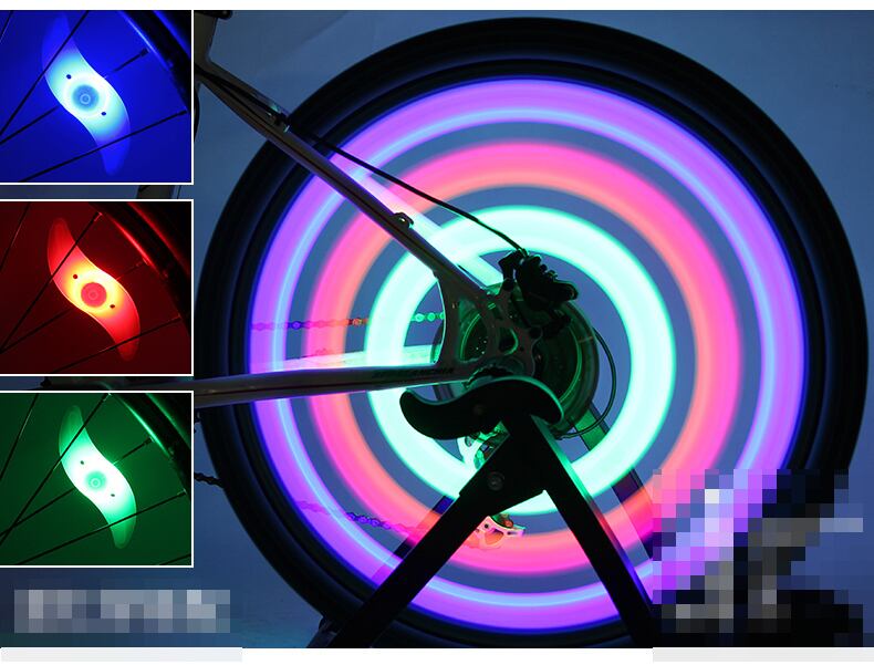 テールライト 自転車 スポーク　サイクルライト（赤/青/緑/ピンク/黄）5点セット　防水　夜道安全