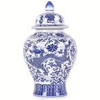 花瓶 青と白の磁器瓶 蓋付きセラミック青と白の瓶 中国のドラゴンパターン 装飾 ホームルーム リビングルーム キッチン ガーデン オフィス 装飾用 ギフト プレゼント