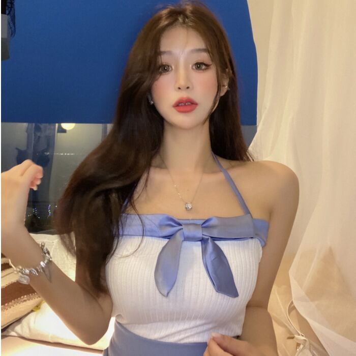 サマーButterflyデザイン ストラップ ホルタートップス スタイルショートレディース 大人ガーリー スウィート キュート カジュアル 夏物 ドラファッションホール45783053398