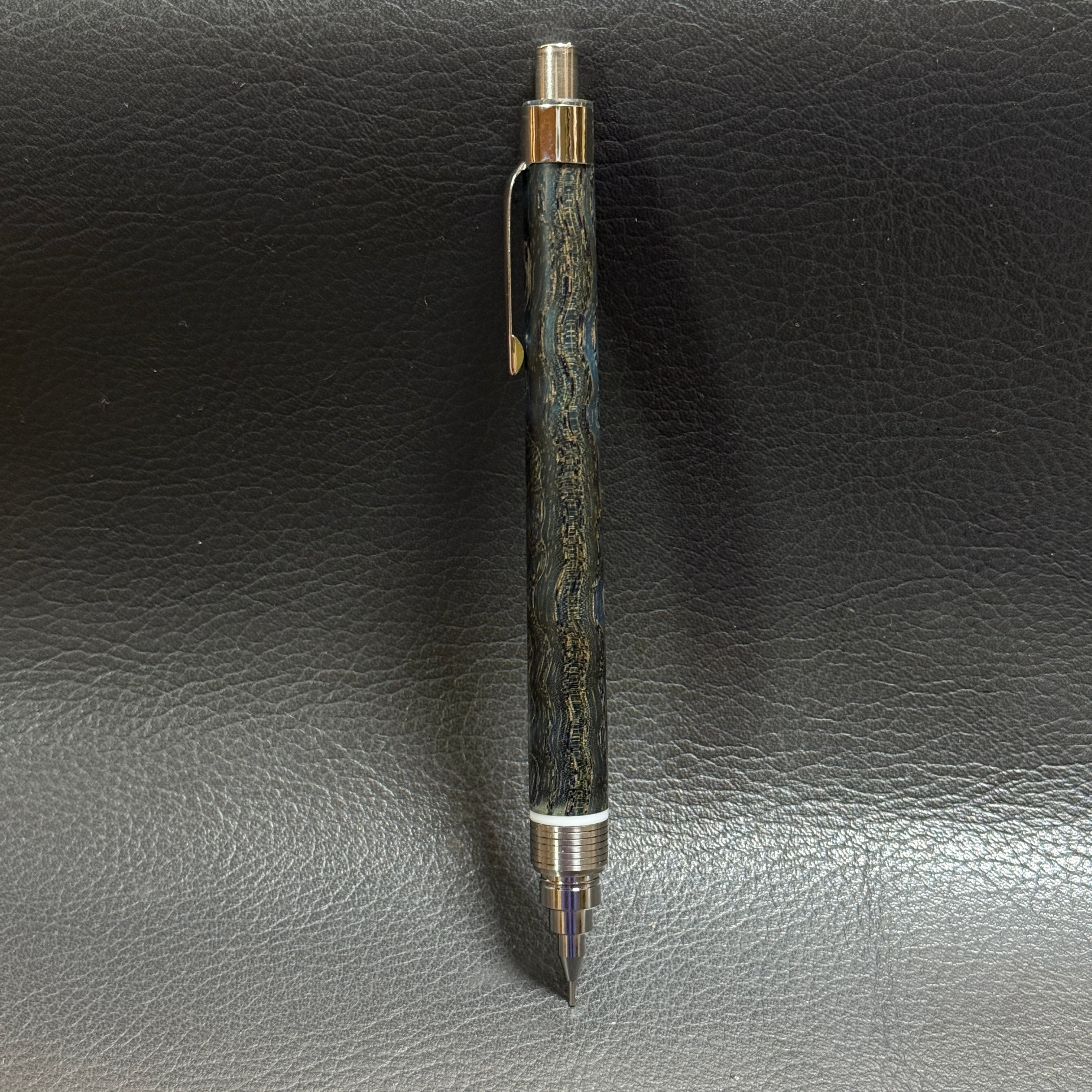 205タモ波杢スタビ 木製シャーペン 超低重心(溝付き) ステンレス