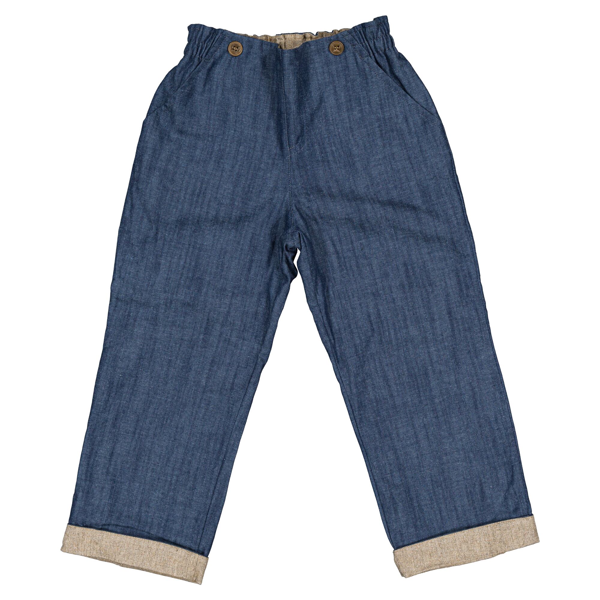 【予約・特典あり】Maison Marelle / Pants LEBON - blue denim/ heathered oatmeal / 6Y~12Y